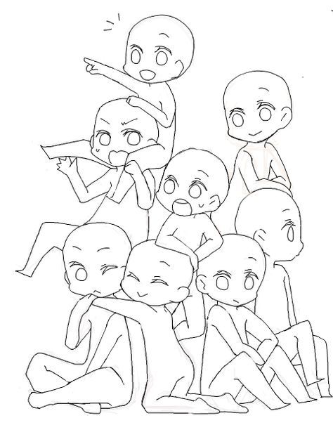 pix Chibi Group Base 4 drawing poses group 19 ideas drawings